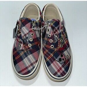 Polo Ralph Lauren Keaton LCL Mens Shoes Sneaker 8.5 Plaid Pony Boat Skull New